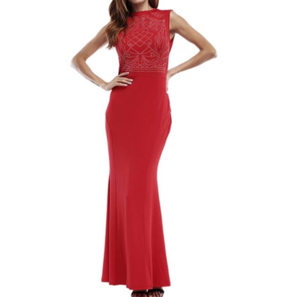 Dresses & Skirts - NWT Lipstick Red High Neck Classic Maxi Dress Gown
